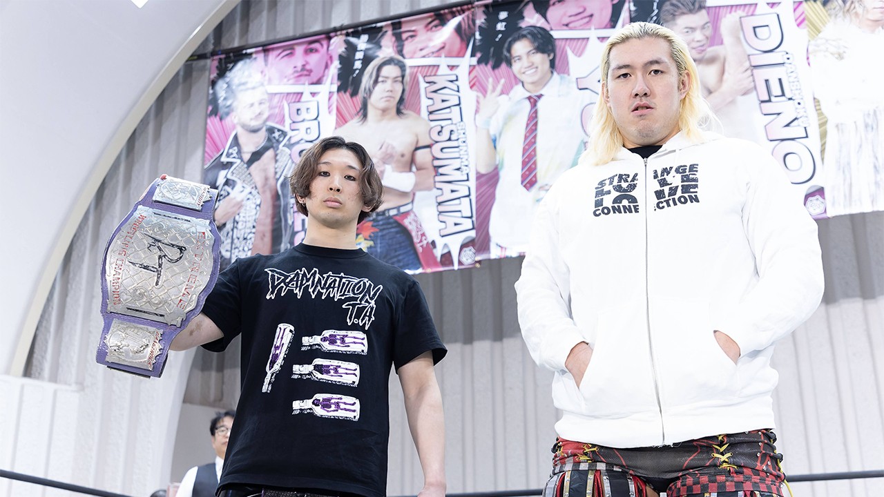 【公開調印式】EXTREME王座戦で王者・岡谷が「ハードコアテーブルクラッシュマッチ」を提示も、納谷は「電流爆破をやってるんで、ハードコアは大丈夫」と自信