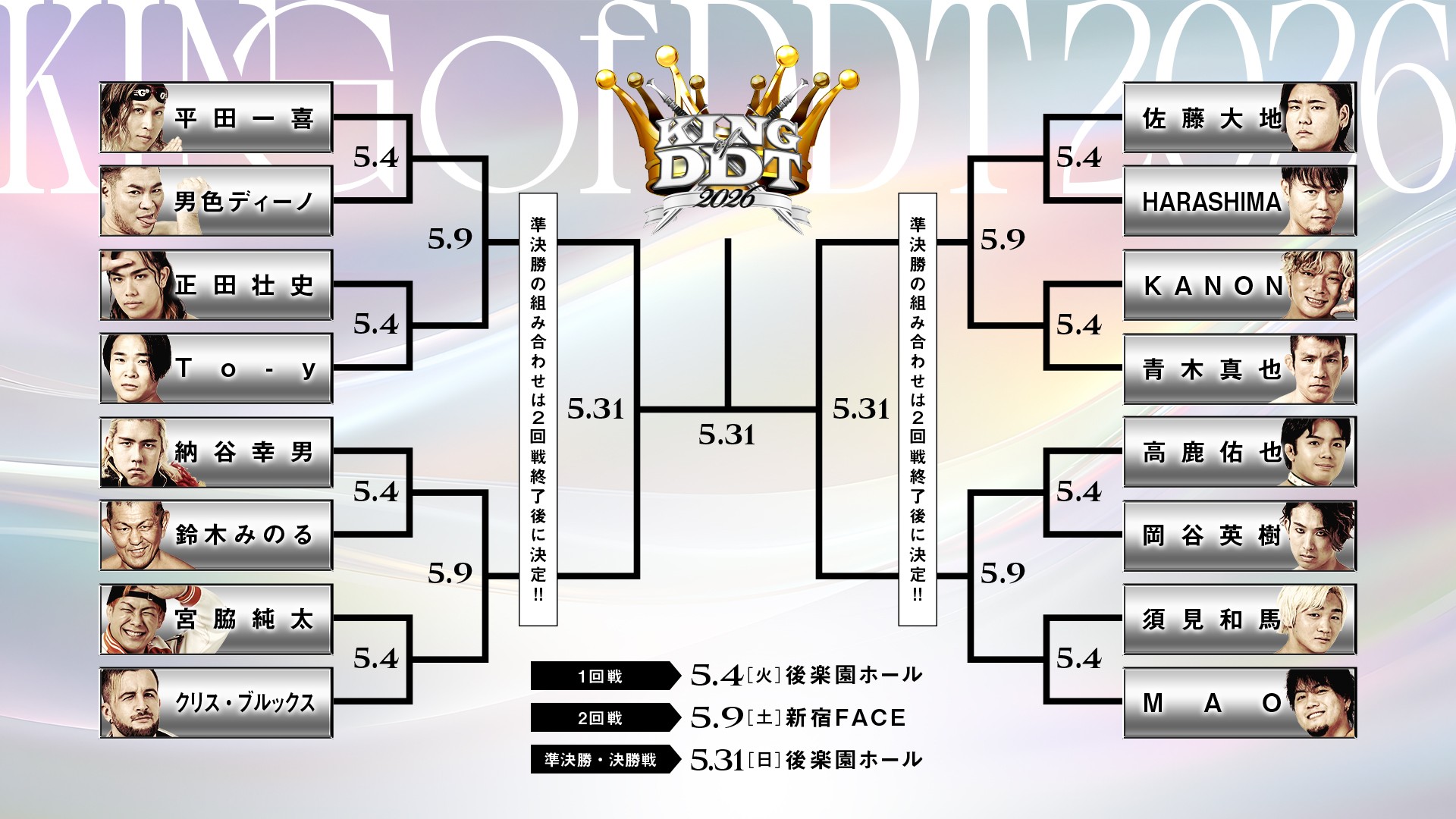 DDT最強決定トーナメント「KING OF DDT 2026」優勝予想キャンペーン！　優勝者を当てて特製フォトパネルをゲット！