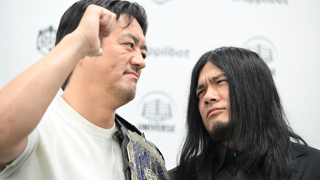 【記者会見】8・30後楽園での田口隆祐vs佐々木大輔のDDT UNIVERSAL王座戦の調印式は「ガッテム!」の応酬に!